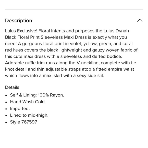 Lulus Dynah women's S Black Floral Print Sleeveless Maxi Dress strap ruffle - Picture 9 of 9